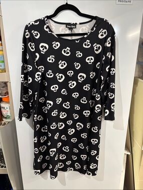 Dress Works Black Skull Print Asymmetrical Women’s Dress
